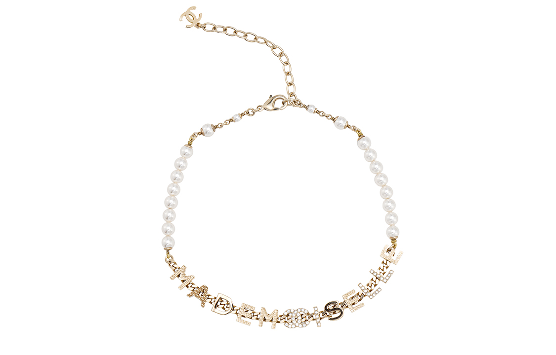 (Women) CHANEL Metallic, Crystal & Pearl Letter Necklace Gold for Women. AB7913-B07831-NH336 圖 2