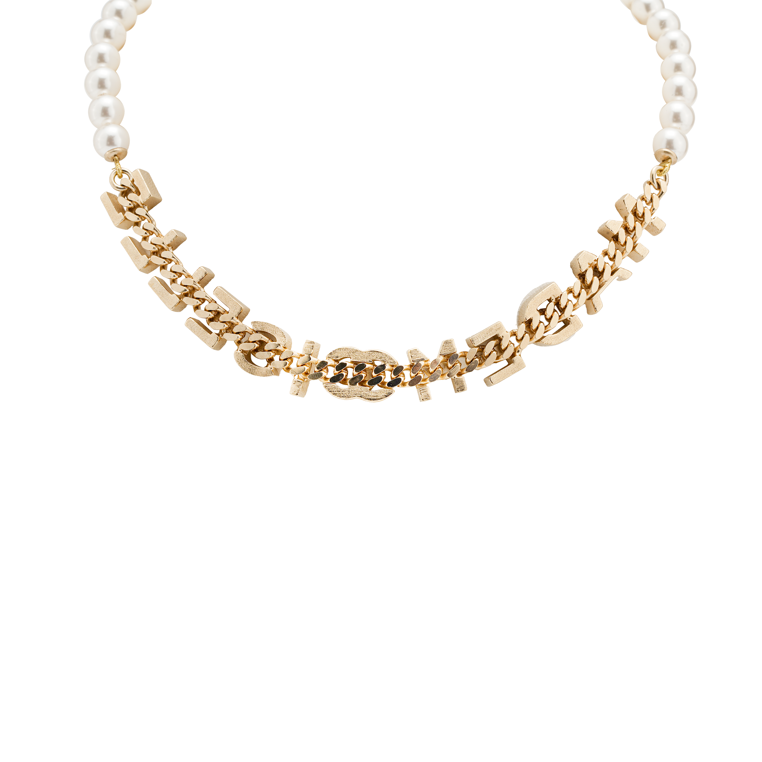 (Women) CHANEL Metallic, Crystal & Pearl Letter Necklace Gold for Women. AB7913-B07831-NH336 圖 4