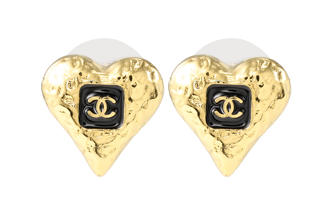 (Women) CHANEL Metallic Heart Lava Enamel Stud Earrings Small Gold for Women. ABC252-B14727-NS732 圖 2