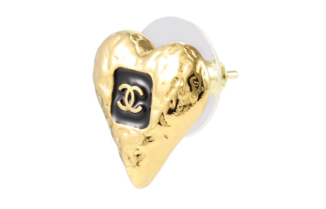 (Women) CHANEL Metallic Heart Lava Enamel Stud Earrings Small Gold for Women. ABC252-B14727-NS732 圖 3