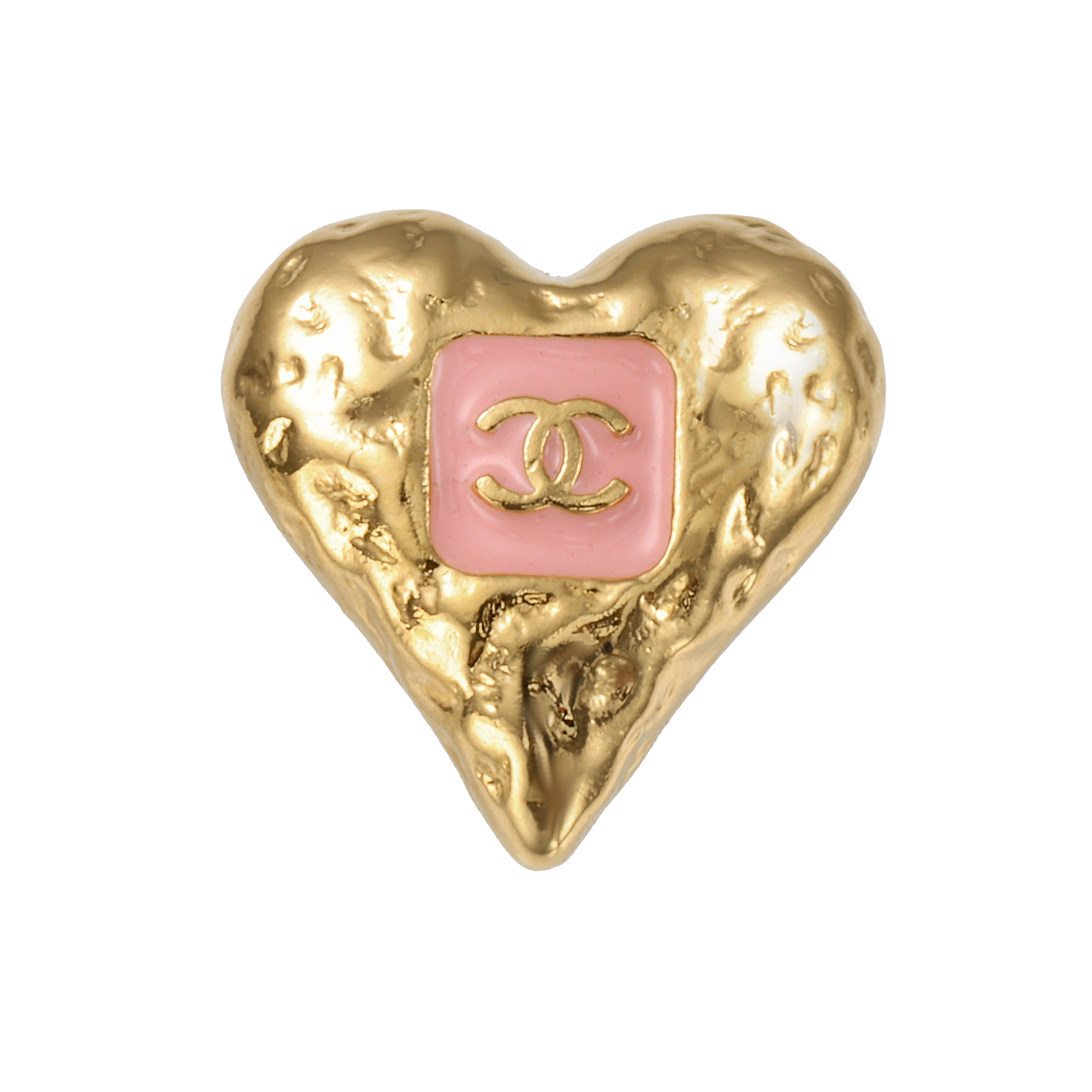 (Women) CHANEL Metallic Pink Heart Lava Enamel Stud Earrings Women Small Size. ABC252-B14727-NS731 圖 3