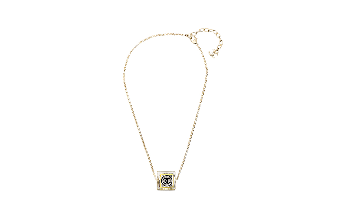 (Women) CHANEL Metallic Rhinestone Classic Double C Pendant Necklace Gold Women AB8437-B08289-NI301 圖 4