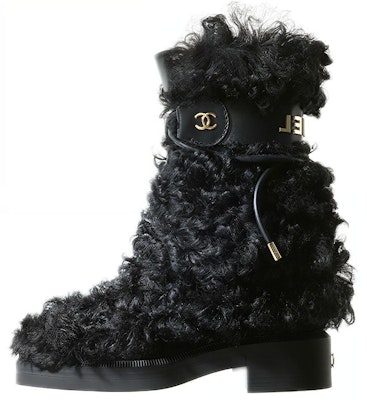 (Women) Chanel Mid-Cut Boots 'Fashionable Black Shearling' G38107-X56332-94305 Buy (Women) Chanel Mid-Cut Boots 'Fashionable Black Shearling' G38107-X56332-94305