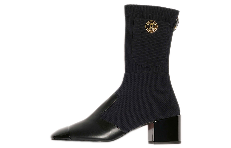 (W) Chanel Mid-Top Boot 'Black Blue'