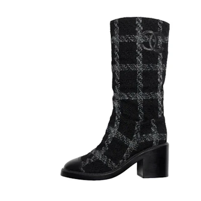 (W) Chanel Mid-Top Fashion Boots 'Black Grey'