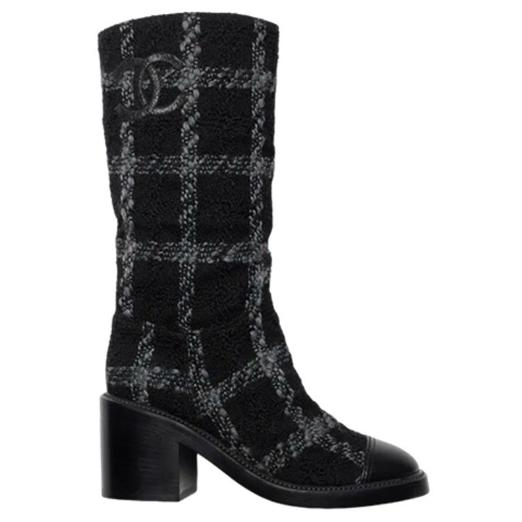 (W) Chanel Mid-Top Fashion Boots 'Black Grey' 圖 2