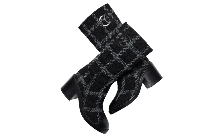 (W) Chanel Mid-Top Fashion Boots 'Black Grey' 圖 3
