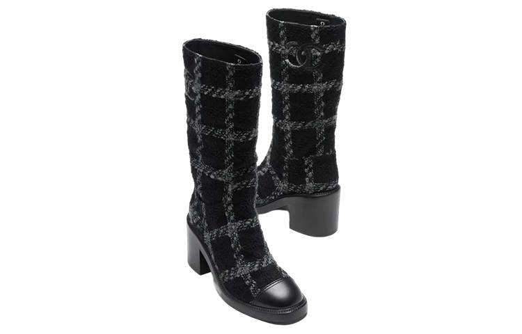 (W) Chanel Mid-Top Fashion Boots 'Black Grey' 圖 4