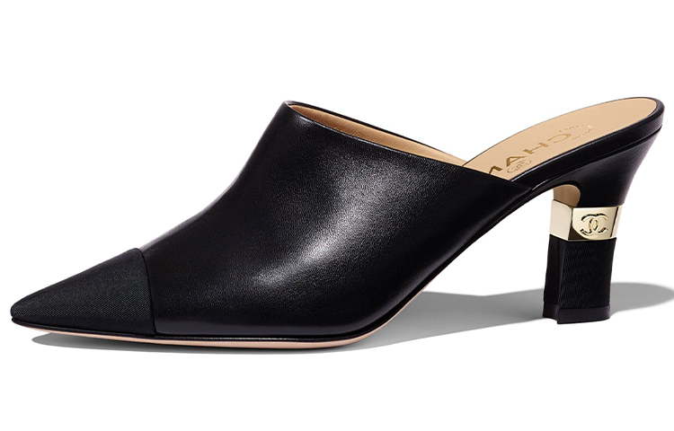 (Women) Chanel Mule 'Black Lambskin Leather High Heel Slide' G36042-Y53736-94305