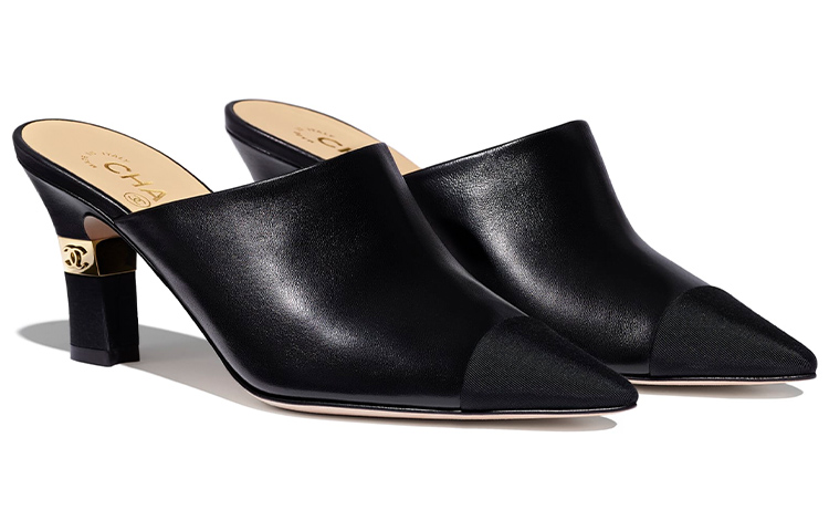 Order (W) Chanel Mule 'Hitam Kulit Domba Tumit Tinggi Slide' G36042-Y53736-94305