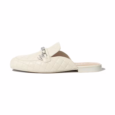 (W) Chanel Mule Flats 'Milk White'