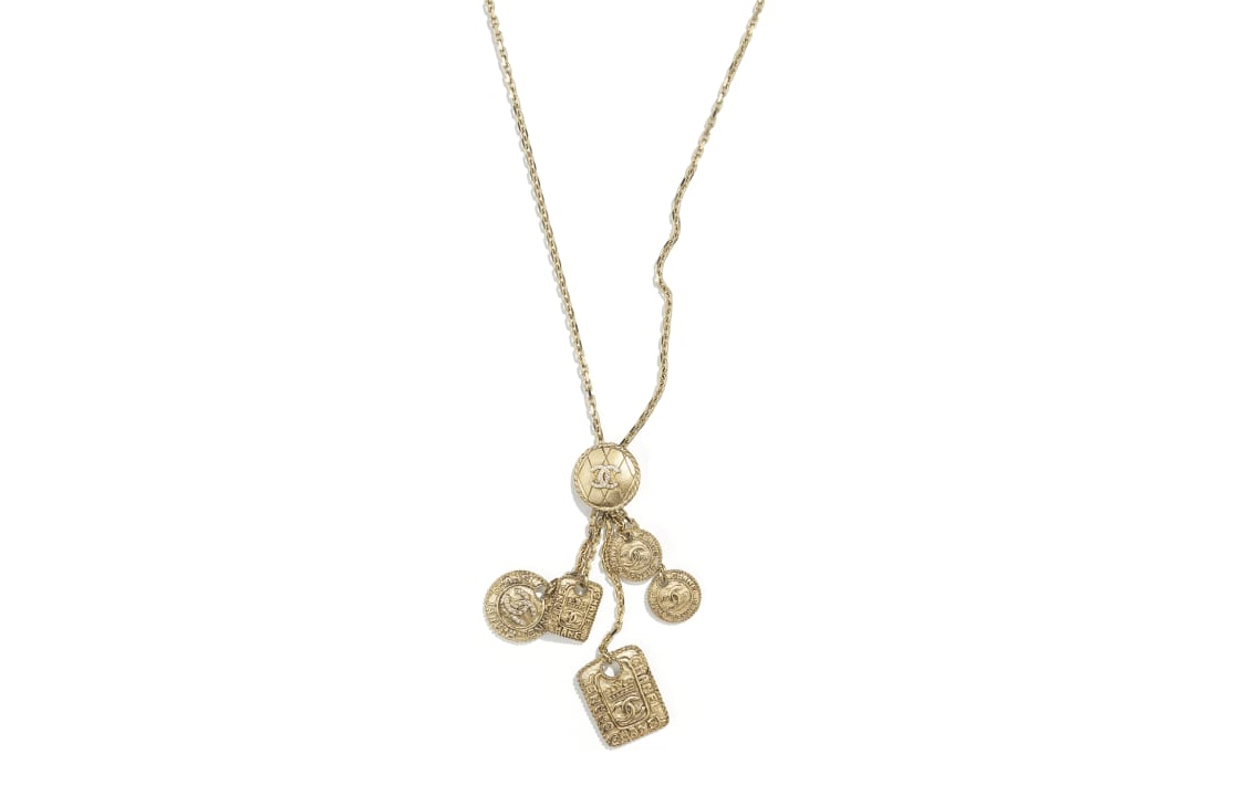 (Women) CHANEL Multi-Pendant Necklace Gold Brass Crystals Jewelry. AB6644-B06123-ND152