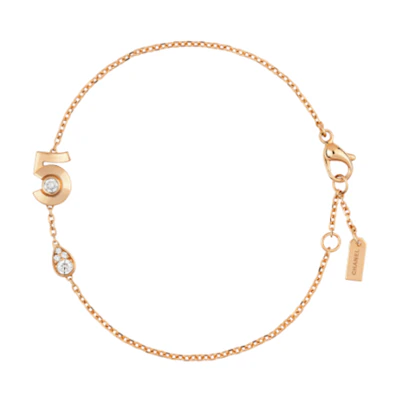 (Women) CHANEL N°5 Diamond Inlaid 18K Gold Beige Bracelet. J12428
