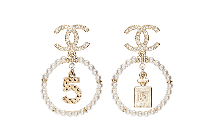 (Women) CHANEL N°5 Perfume Bottle Gold/White Earrings for Women AB2921-B01840-N5443 圖 2