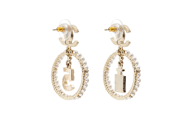 (Women) CHANEL N°5 Perfume Bottle Gold/White Earrings for Women AB2921-B01840-N5443 圖 4