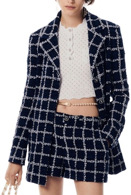 (Women) CHANEL Navy Blue Checkered Single-Breasted Long Sleeve Jacket SS24. P76721-V68782-NU898 Buy (Women) CHANEL Navy Blue Checkered Single-Breasted Long Sleeve Jacket SS24. P76721-V68782-NU898