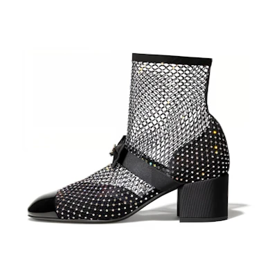 (W) Chanel Net Sock Boot 'Black 5.5cm Heel'