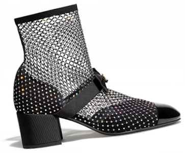 CHANEL香奈兒 魚網套筒粗跟 短靴 5.5cm 女款 黑色 Order CHANEL香奈兒 魚網套筒粗跟 短靴 5.5cm 女款 黑色