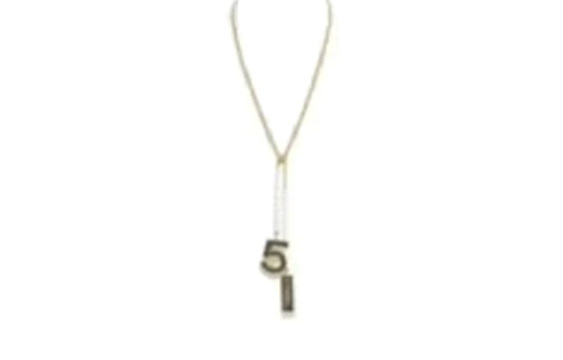 (Women) CHANEL No.5 Denim Tag Necklace for Women - Gold. AB-24P-068