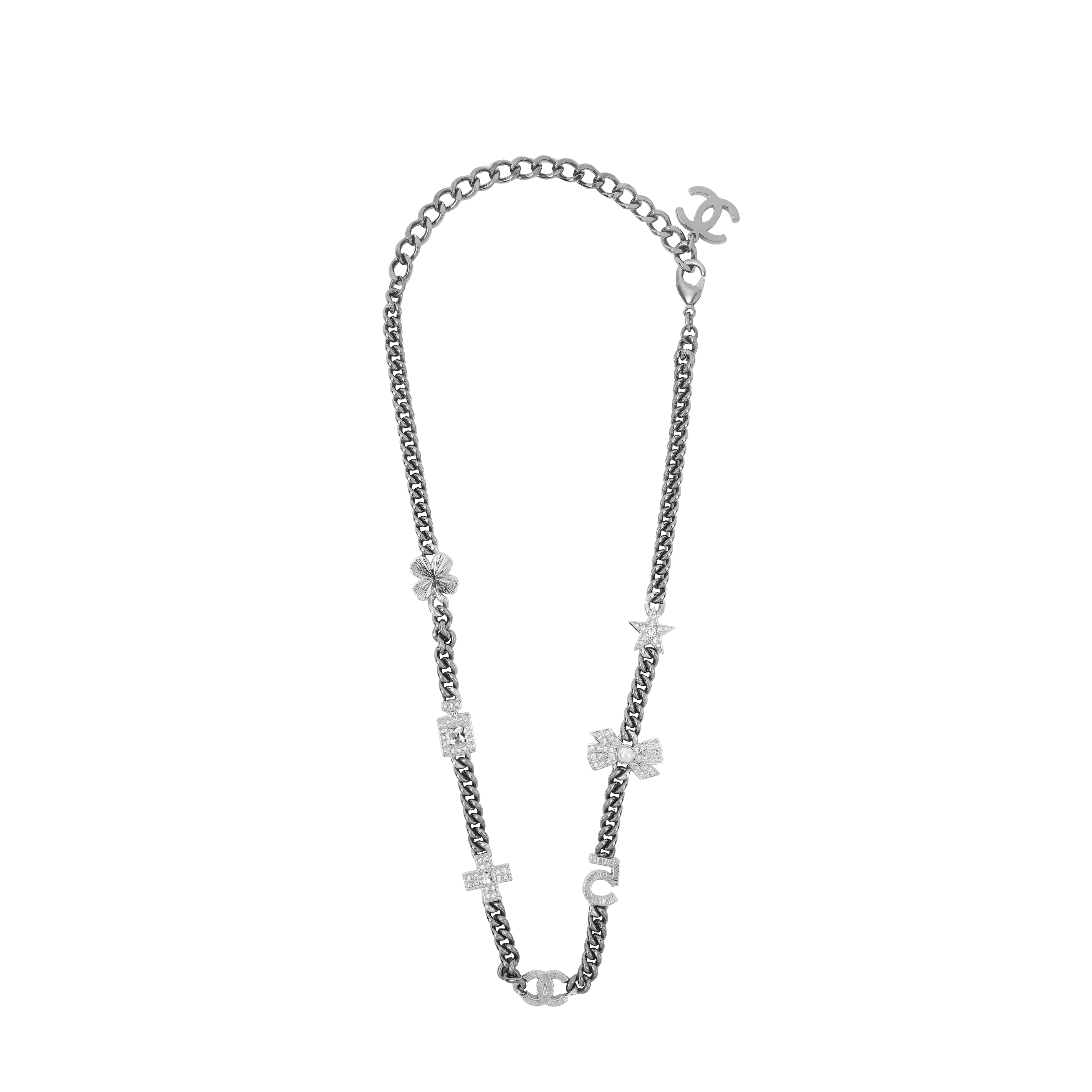 (Women) CHANEL No.5 Double C Star Bow Alloy Rhinestone Pearl Necklace for Women. AB8011-B07789-NH176 圖 5