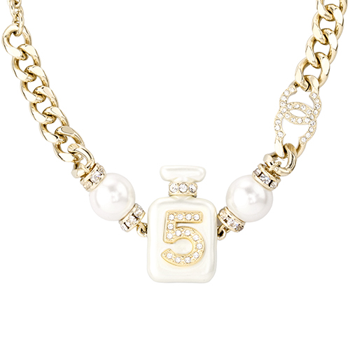 (Women) CHANEL No.5 Perfume Bottle Gold Pearl Bracelet for Women - Gold/White Pearl. AB8479-B08260-NI490 圖 3
