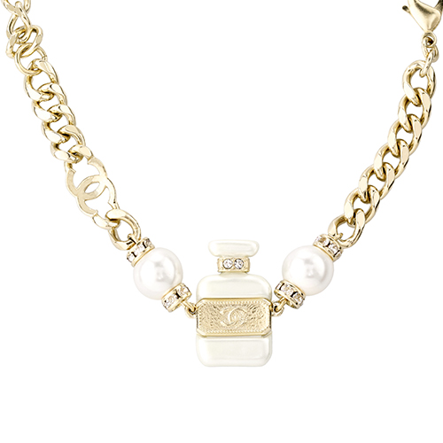 (Women) CHANEL No.5 Perfume Bottle Gold Pearl Bracelet for Women - Gold/White Pearl. AB8479-B08260-NI490 圖 4