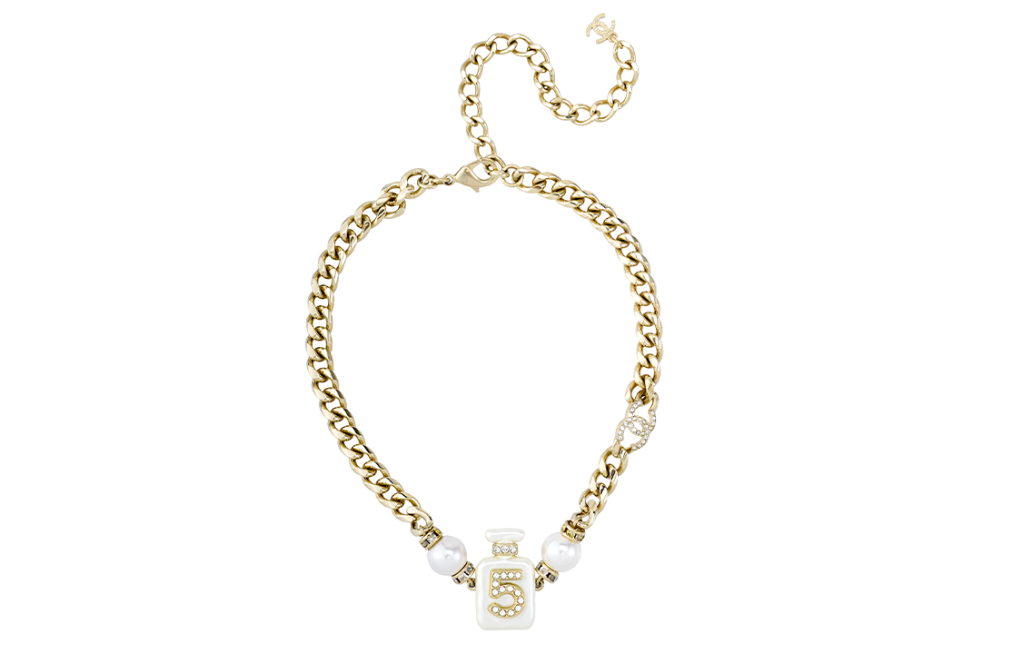 (Women) CHANEL No. 5 Gold Pearl Choker Necklace for Women Gold/Pearl White. AB8476-B08260-NI490 圖 4