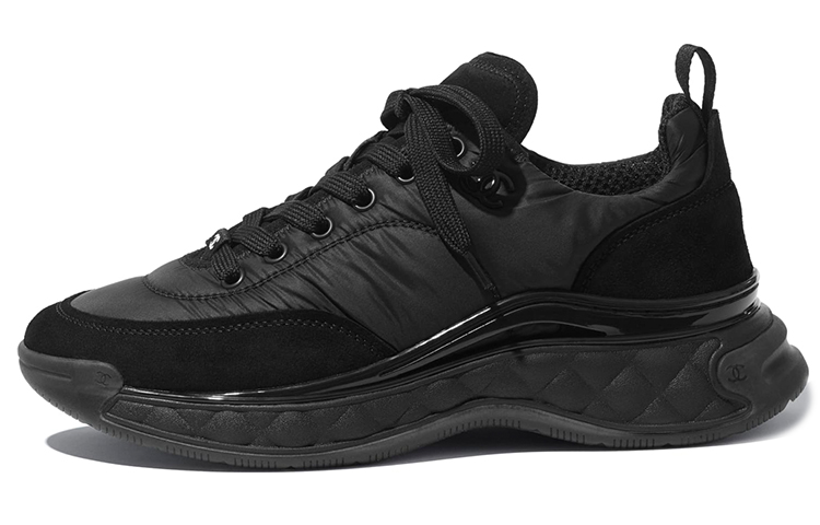 (W) Chanel Nylon and Suede Calfskin Sneakers 'Black'