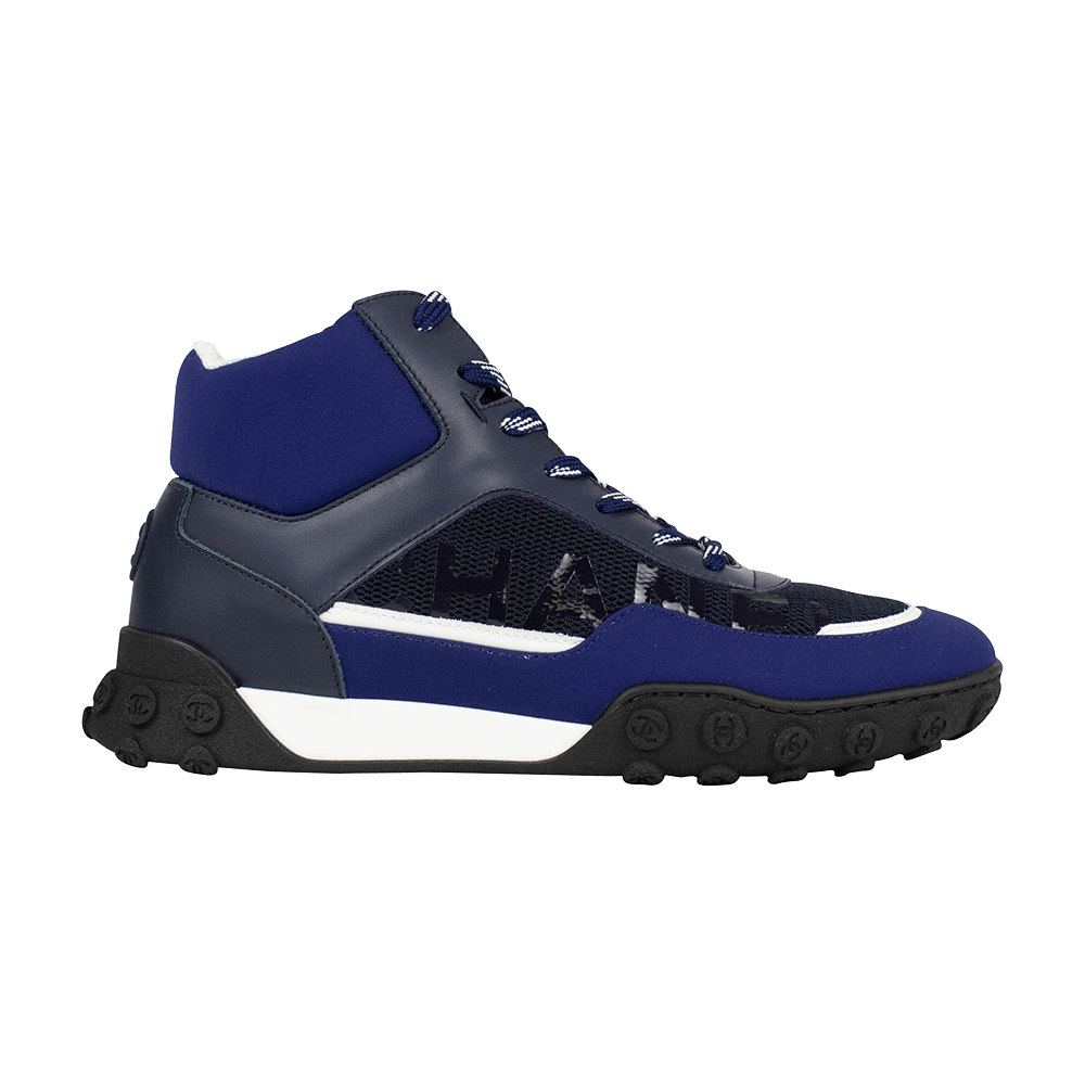 (W) Chanel Nylon Lace-Up High 'Black Blue'