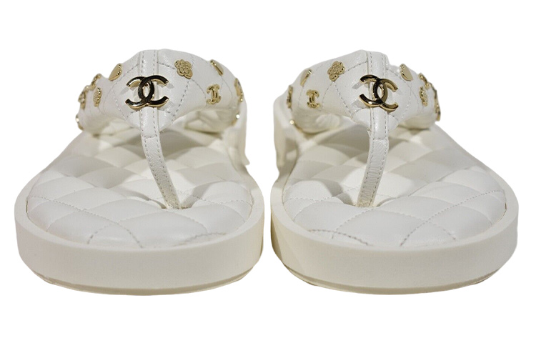 Lookbook (W) シャネル ベージュ オープン トゥ フラット サンダル G39860-X01000-0S687