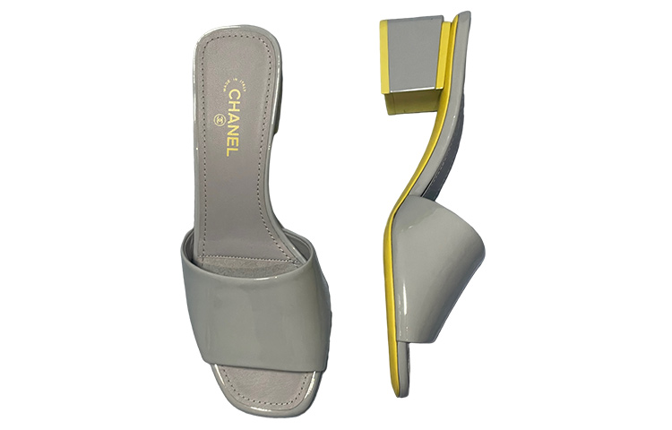 (W) Chanel Open Toe Round Head Slides 'Grey Yellow' 圖 3