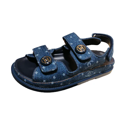 (W) Chanel Open Toe Velcro 'Fashion Sandal Blue'