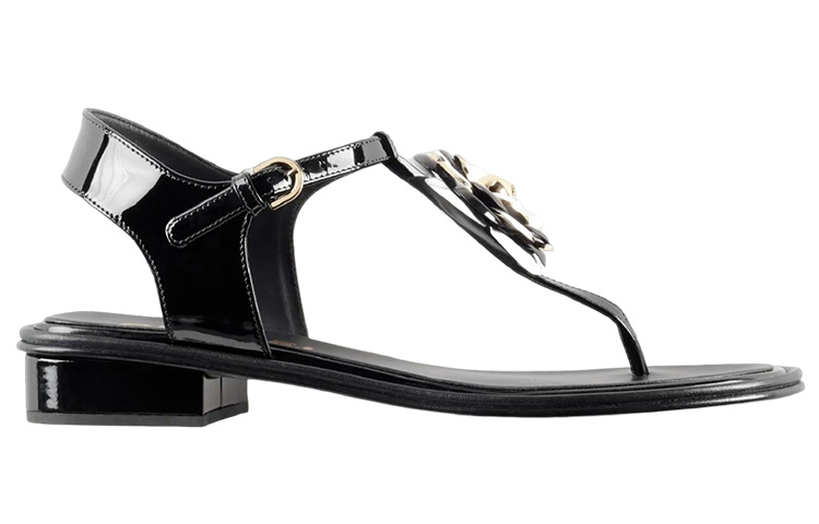 (W) Chanel Painted Leather Flat Black 'Fashion Sandal' 圖 2