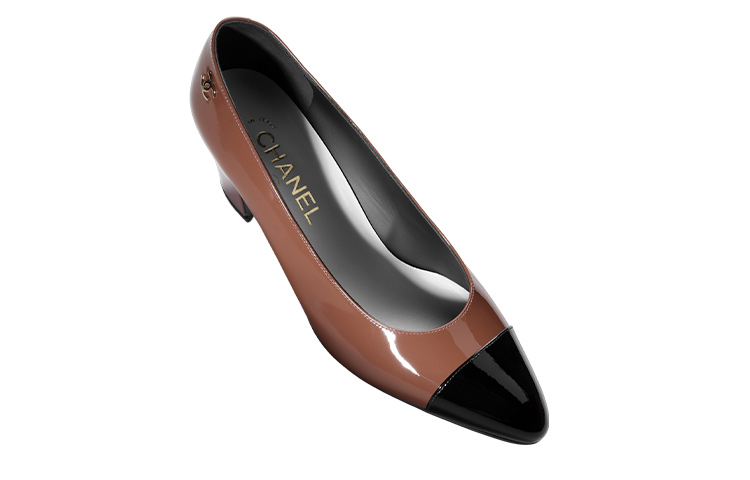 Order (W) Chanel Lackleder Runde Zehen Slip-On Chunky High Heels ''Hellbraun'' G45053-B13339-NP625