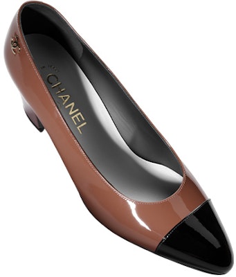 (Women) Chanel Patent Fashion Round-Toe Slip-On Chunky High Heels 'Light Brown' G45053-B13339-NP625 Order (Women) Chanel Patent Fashion Round-Toe Slip-On Chunky High Heels 'Light Brown' G45053-B13339-NP625