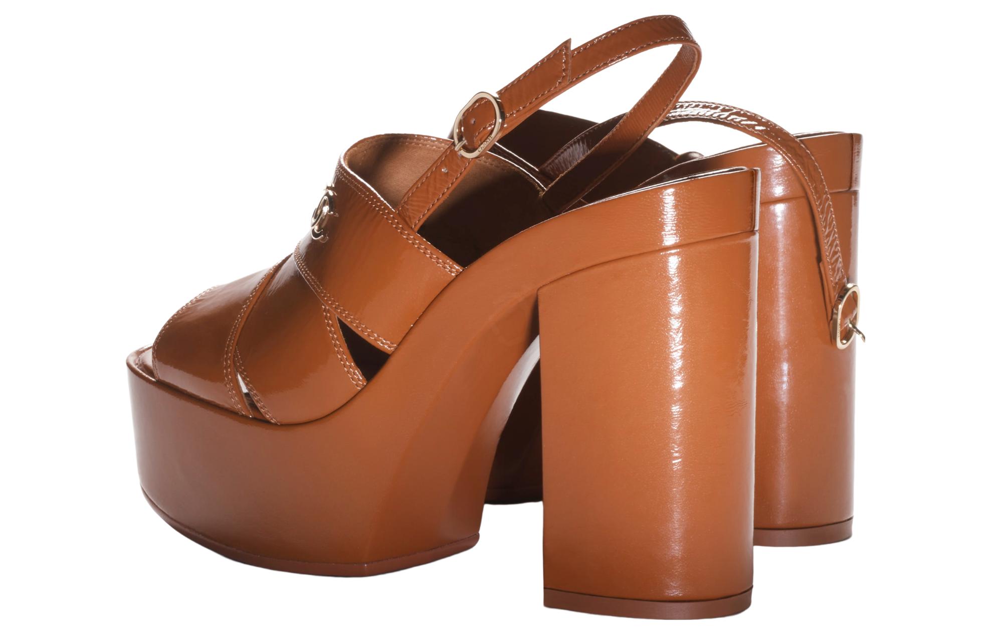 Shop (W) Chanel Sandalia de Charol 10.5cm 'Simple de Una Correa' G45016-B13070-NO826