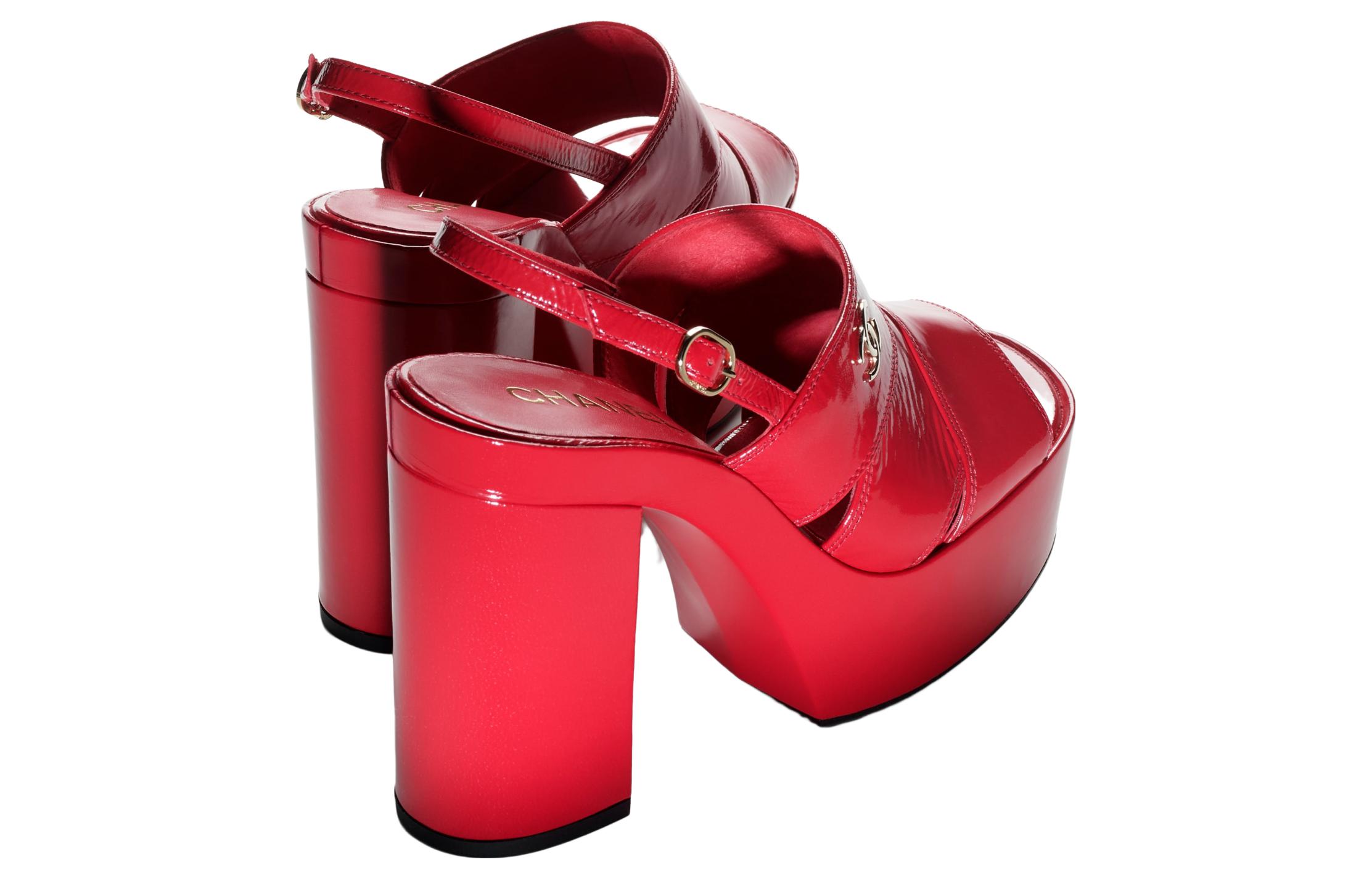 (W) Chanel Patent Leather 10.5cm Red 'CMFT Casual One-Strap Sandal' 圖 3
