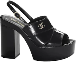 Order (Women) Chanel Patent Leather 'Sleek One-Strap' Sandals 10.5cm 'Black' G45016-B13070-94305