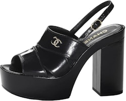 (Women) Chanel Patent Leather 'Sleek One-Strap' Sandals 10.5cm 'Black' G45016-B13070-94305 (Women) Chanel Patent Leather 'Sleek One-Strap' Sandals 10.5cm 'Black' G45016-B13070-94305