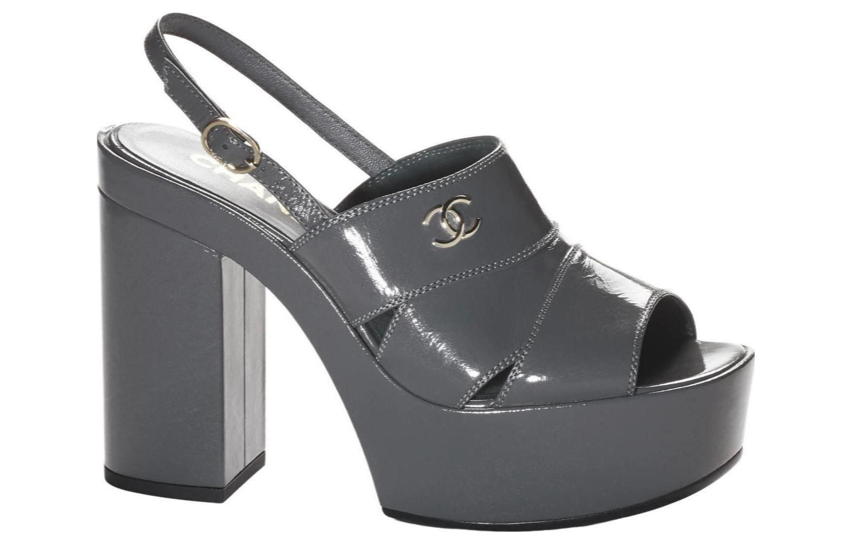 (W) Chanel Patent Leather CMFT Slides 'Grey' 圖 2