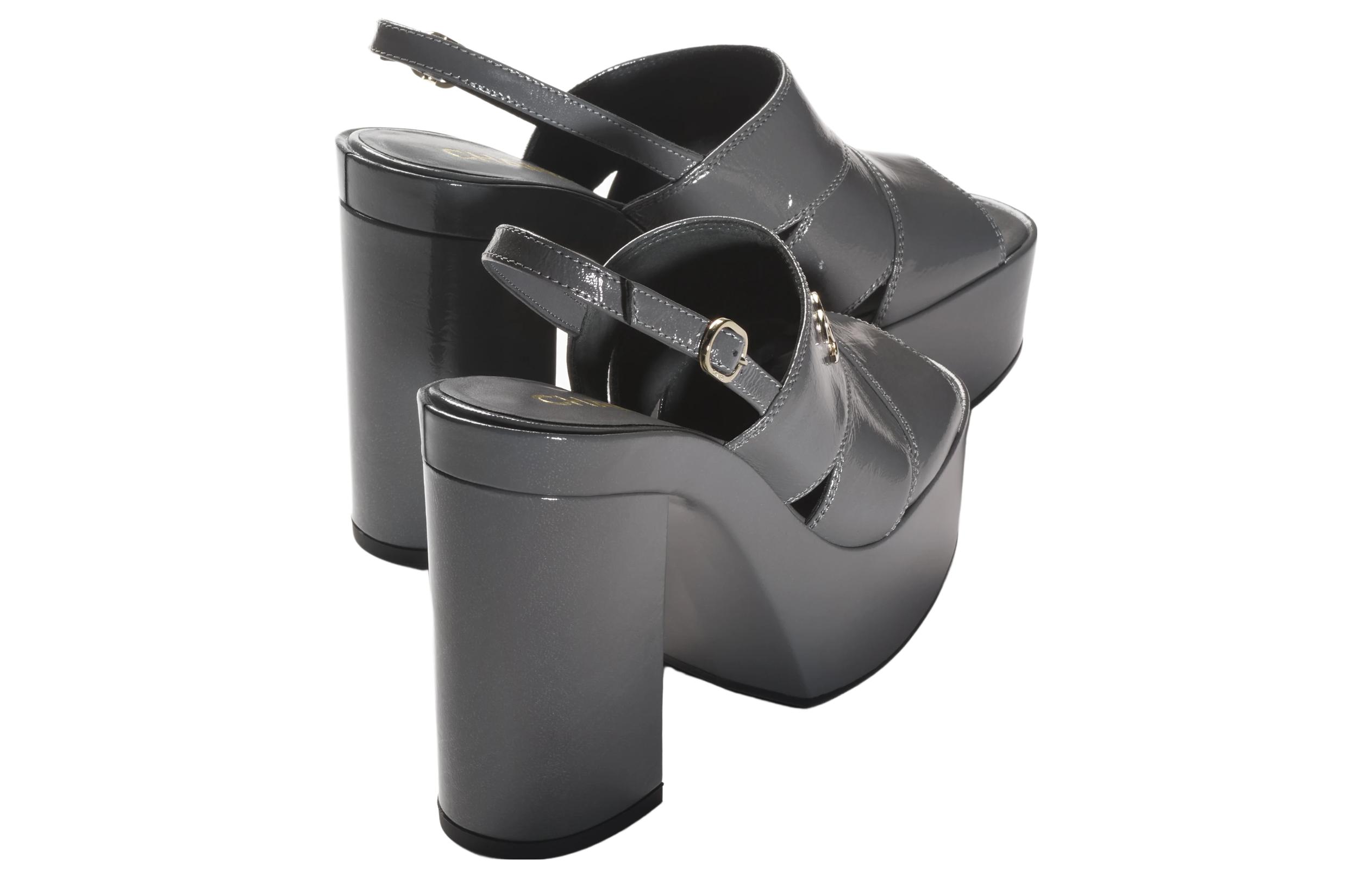 (W) Chanel Patent Leather CMFT Slides 'Grey' 圖 4