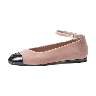 (W) Chanel Patent Leather Round Toe Chunky Heel Mary Jane 'Pink'