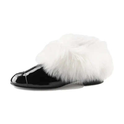 (W) Chanel Patent Leather Round Toe Slip-On 'Black'