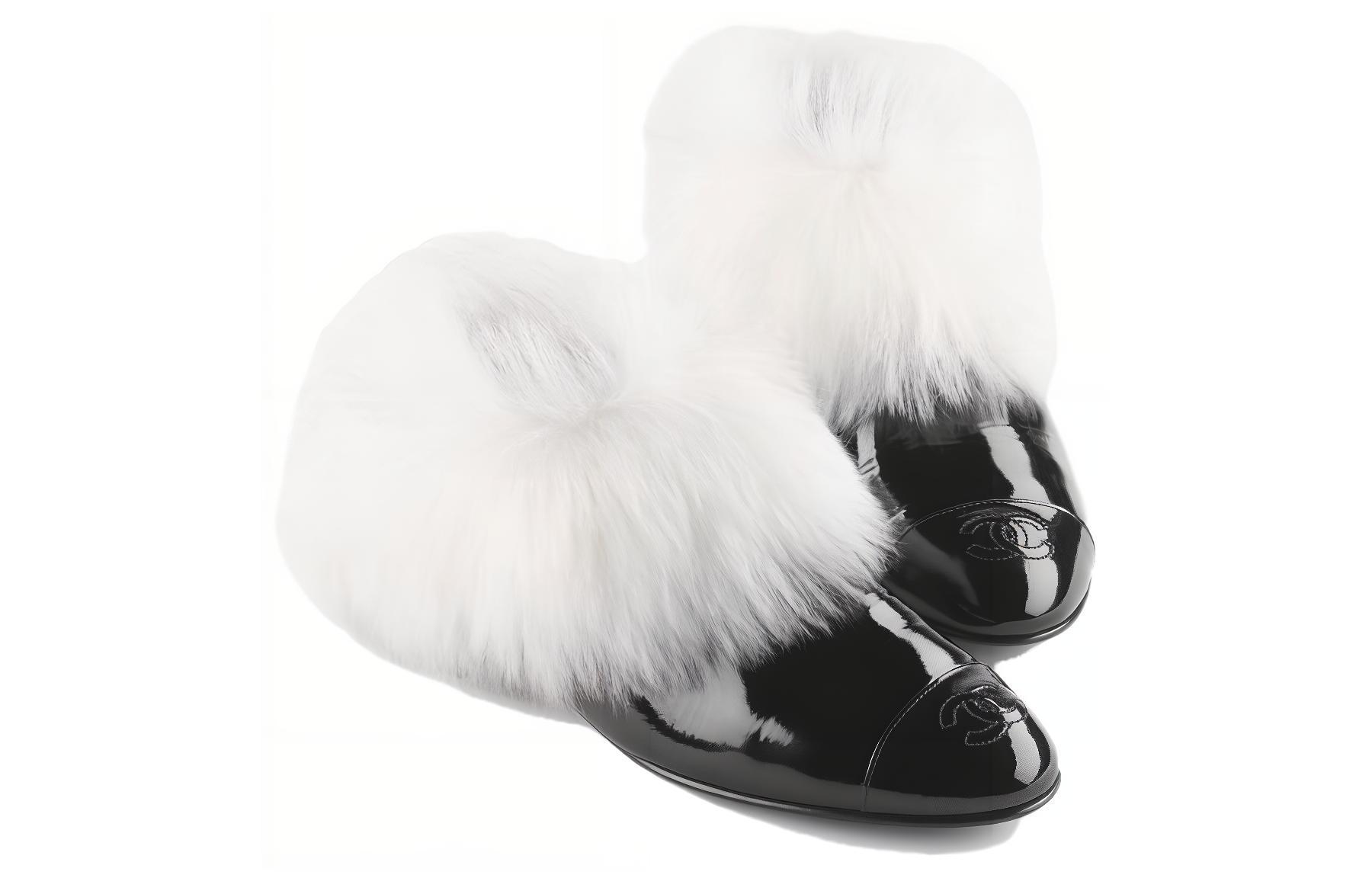 Shop (W) Chanel Kulit Patent Kasut Sarung Hujung Bulat 'Hitam' G45177-B14081-NR442