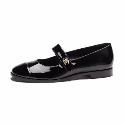 (W) Chanel Patent Leather Round Toe Slip-On 'Casual Flat Black'