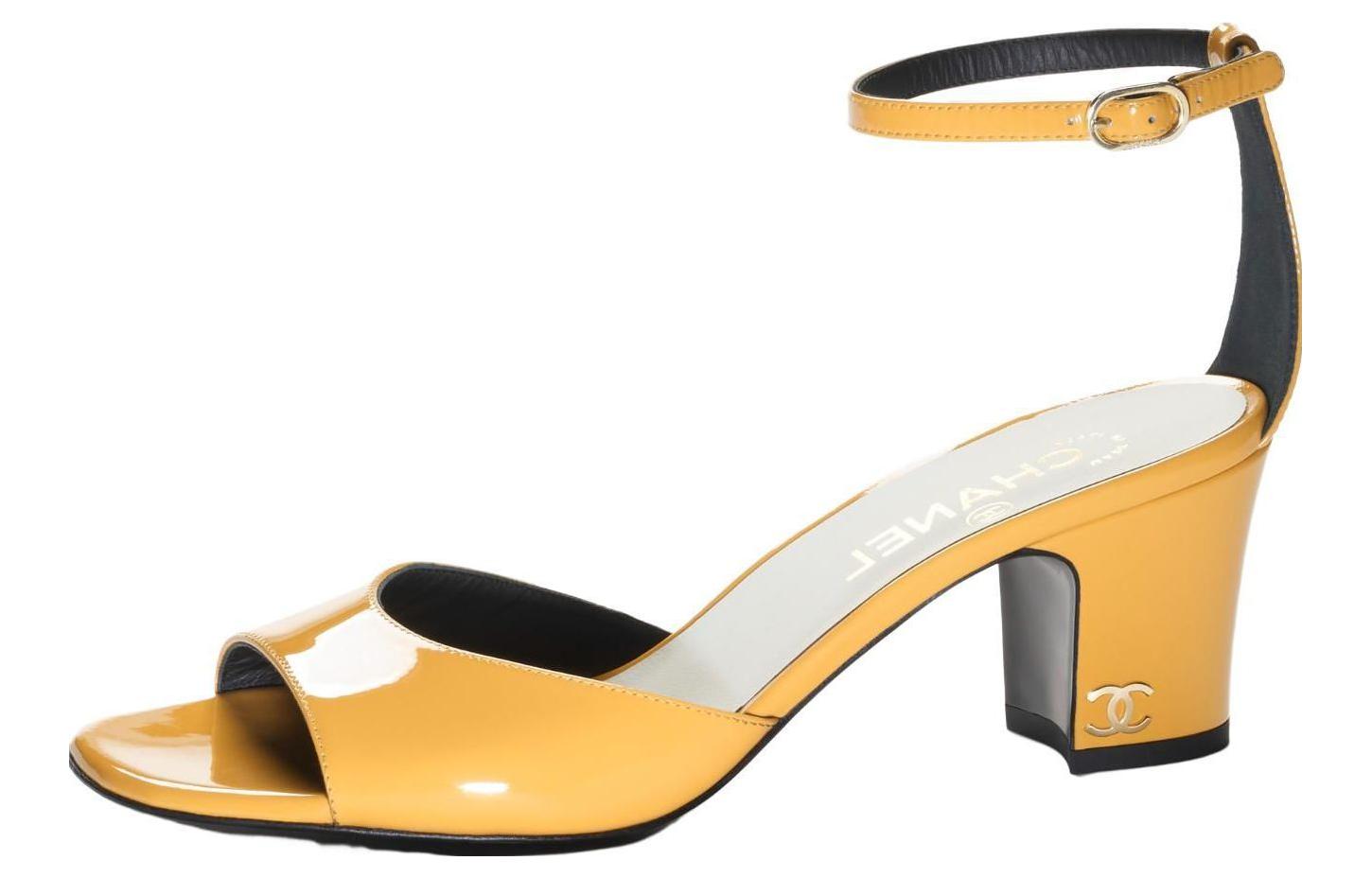 (W) Chanel Patent Leather Sandals 'Sleek Fashion High Heel'