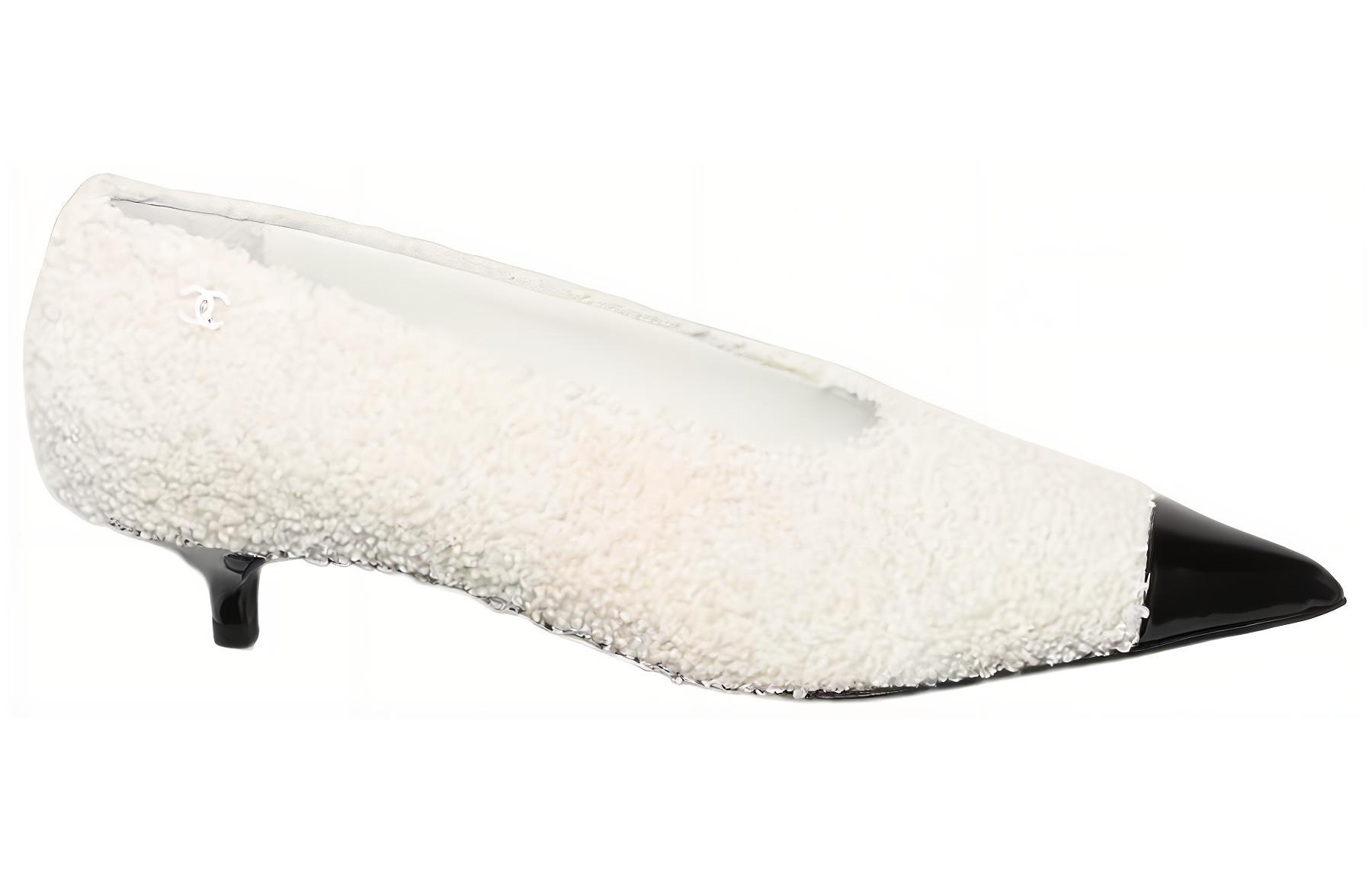 (W) Chanel Patent Tweed Stiletto Mid-Heel 'White' 圖 2