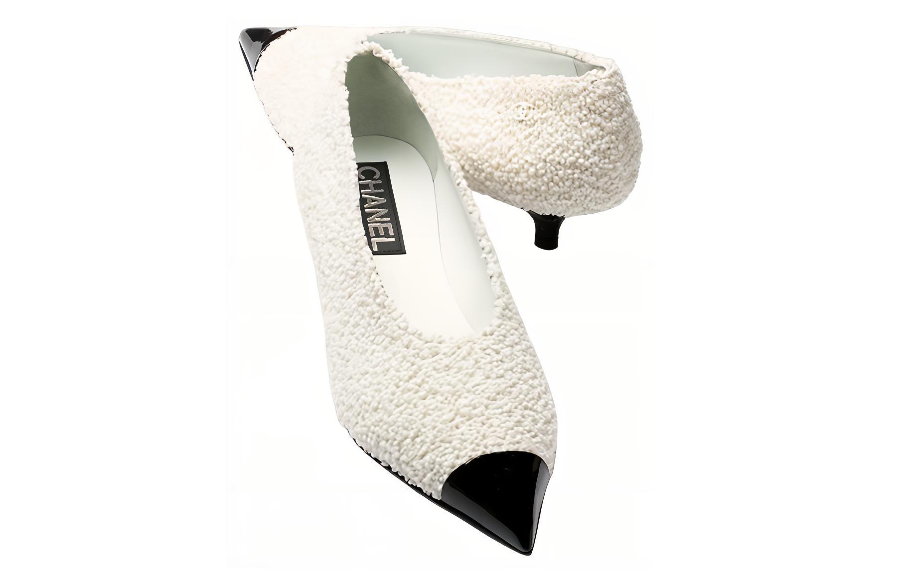 (W) Chanel Patent Tweed Stiletto Mid-Heel 'White' 圖 4
