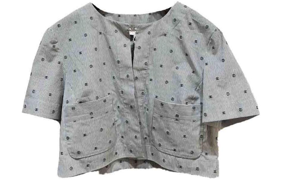 (Women) CHANEL Pattern Print Short Sleeve Polo Shirt Grey Women’s SS24 P76756-V63866-M9999