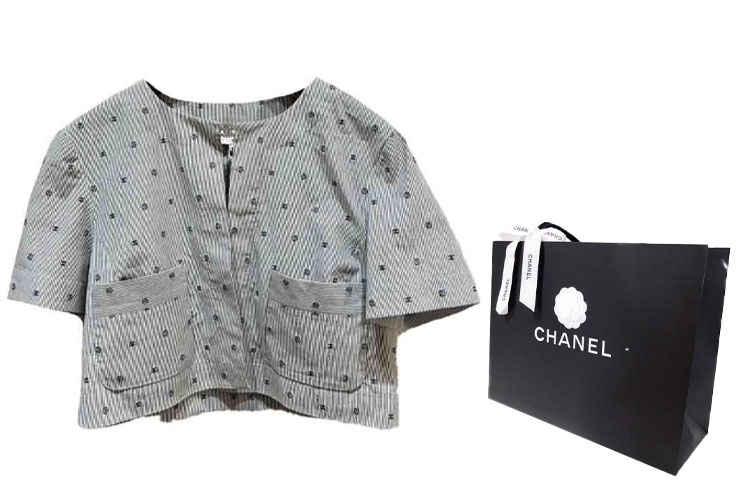 Lookbook (W) シャネル パターンプリント 半袖ポロシャツ グレー ウィメンズ SS24 P76756-V63866-M9999